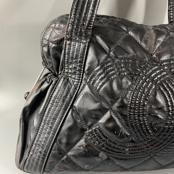CHANEL Quilted Leather Large CC Shoulder Bag Matelasse Black Vintage - Picture 3 of 15